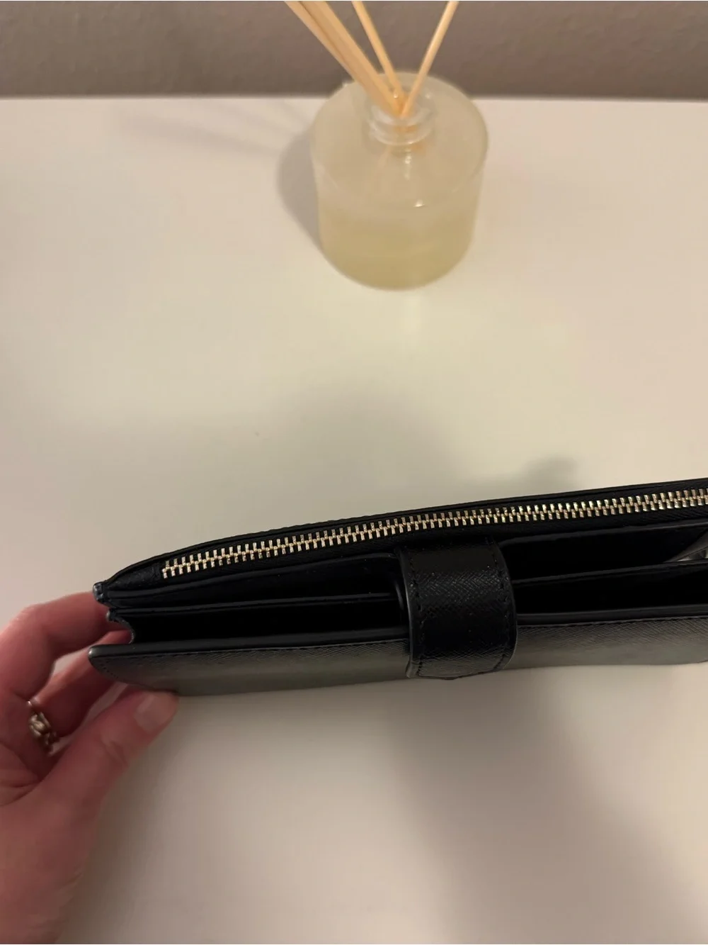 kate spade Black Leather Zip Wristlet Wallet
